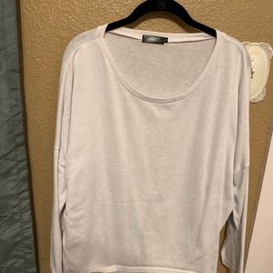 Off the shoulder white sweatshirt